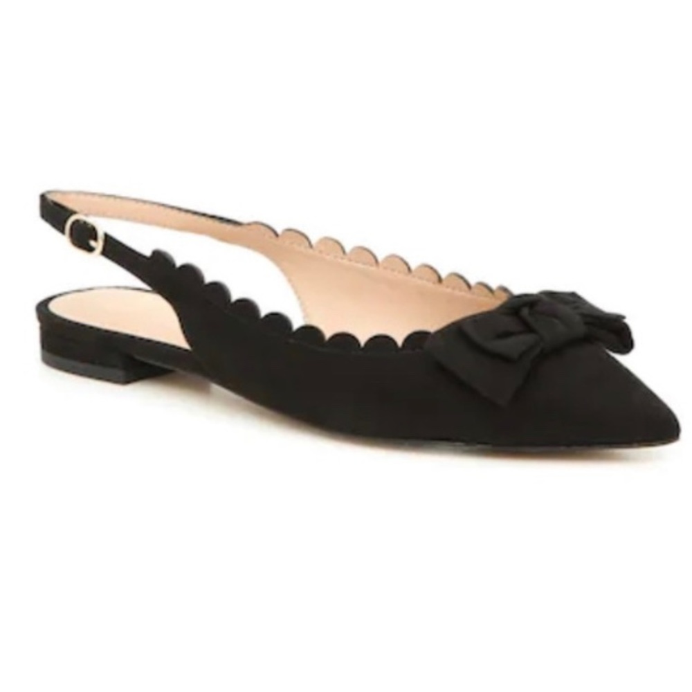 Essex Lane Taliah Black Micro Suede Sling Back Flats ▪️Size 7.5